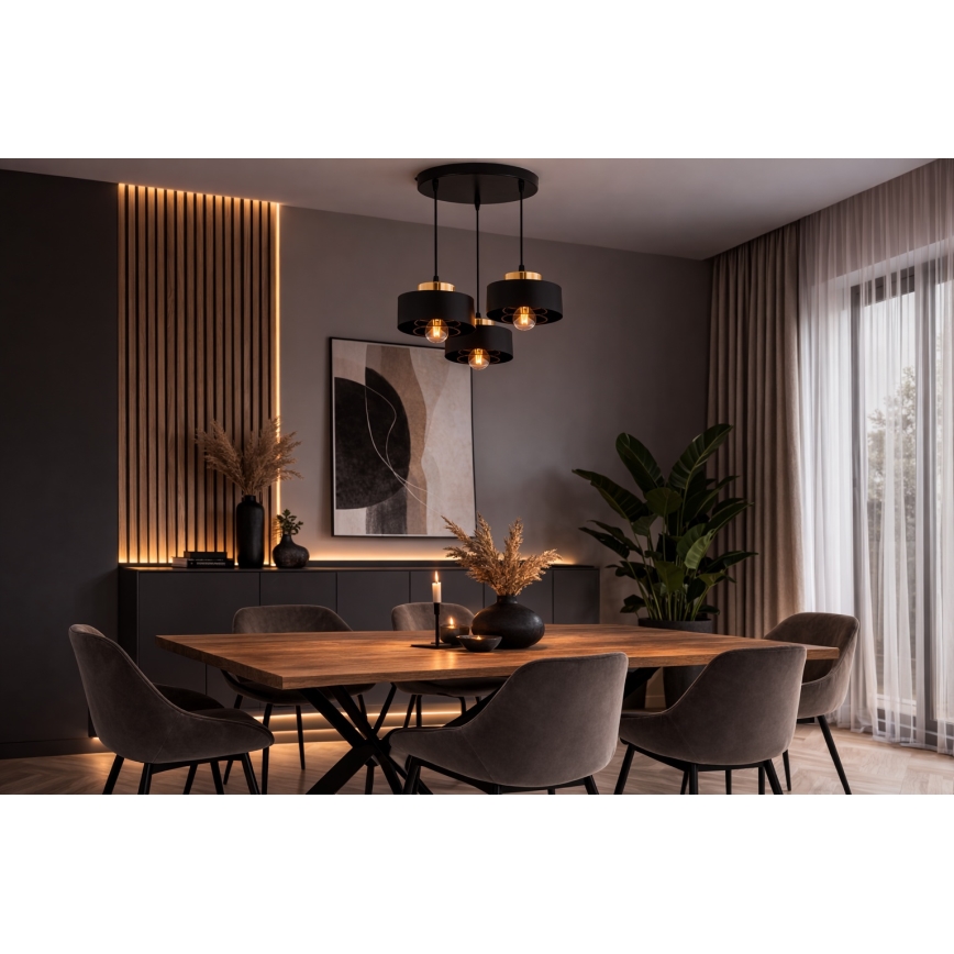 Brilagi - Suspension sur câble 3xE27/60W/230V noir/doré