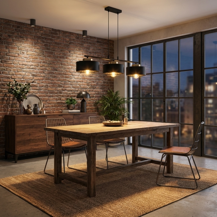 Brilagi - Suspension sur câble 3xE27/60W/230V noir/doré