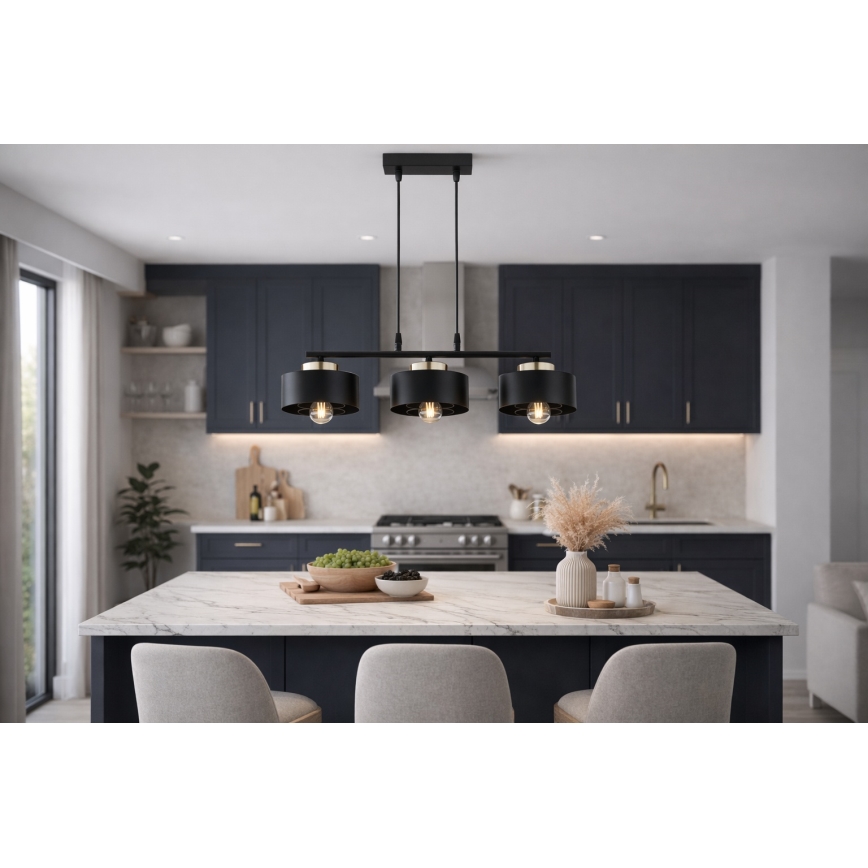 Brilagi - Suspension sur câble 3xE27/60W/230V noir/doré