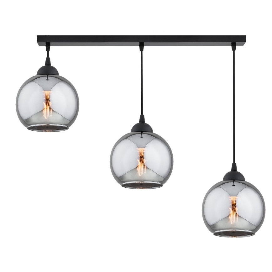 Brilagi - Suspension sur câble 3xE27/60W/230V noir/gris fumé