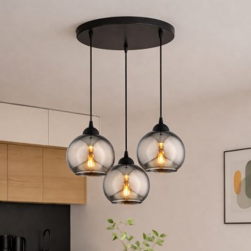 Brilagi - Suspension sur câble 3xE27/60W/230V noir/gris fumé