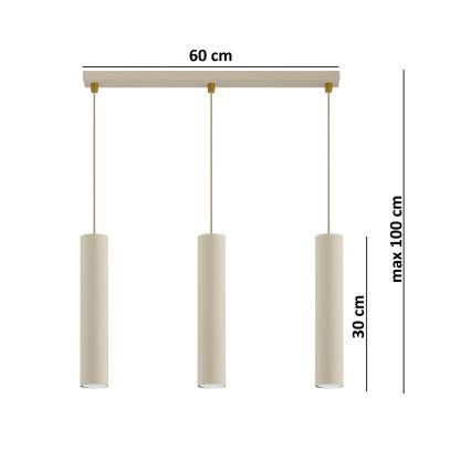 Brilagi - Suspension sur câble 3xGU10/15W/230V beige/doré