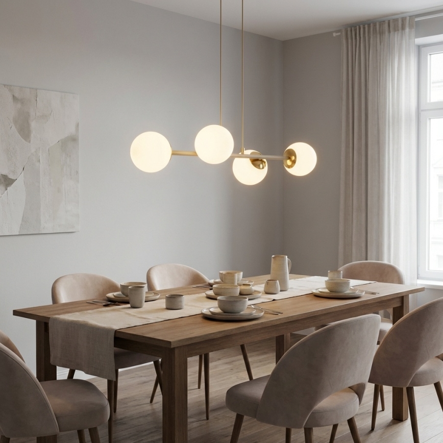 Brilagi - Suspension sur câble 4xE27/60W/230V beige/doré