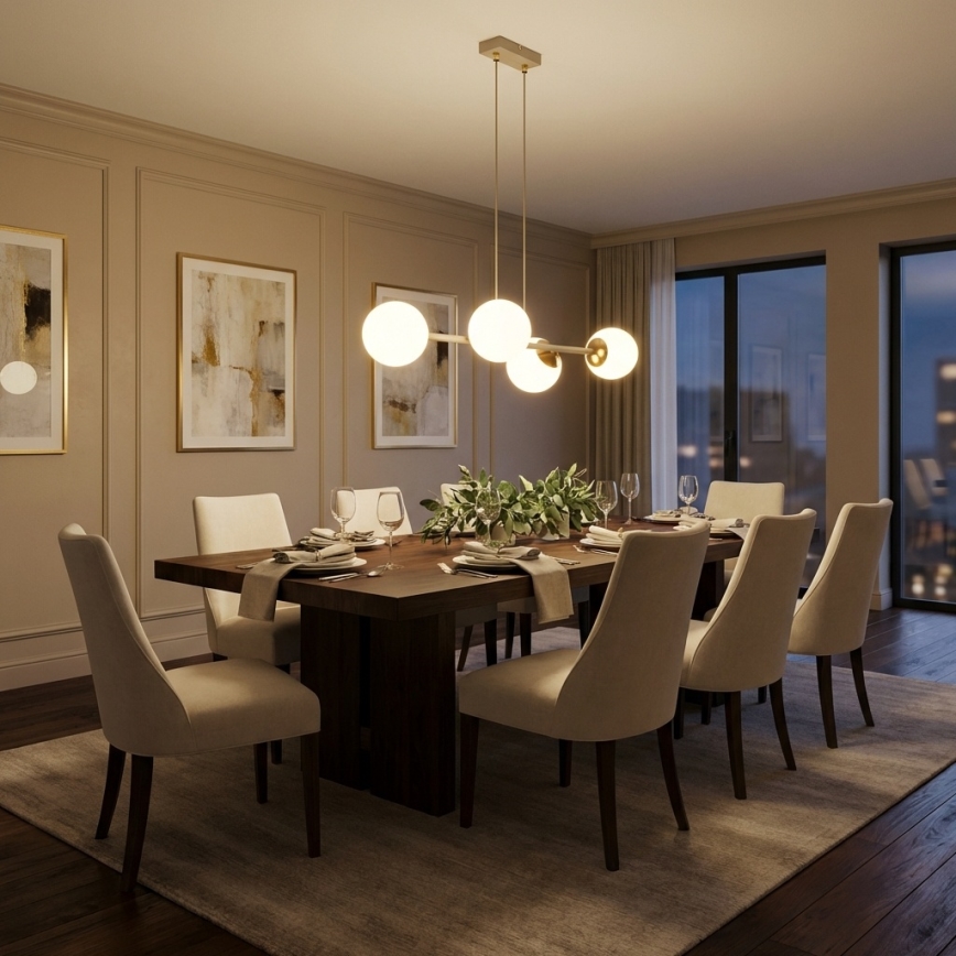 Brilagi - Suspension sur câble 4xE27/60W/230V beige/doré