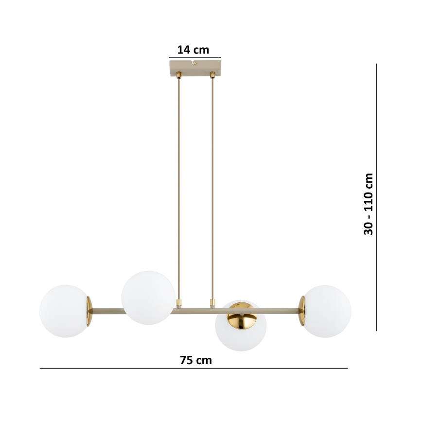Brilagi - Suspension sur câble 4xE27/60W/230V beige/doré