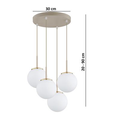 Brilagi - Suspension sur câble 4xE27/60W/230V beige/dorée