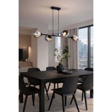 Brilagi - Suspension sur câble 4xE27/60W/230V noir/gris fumé