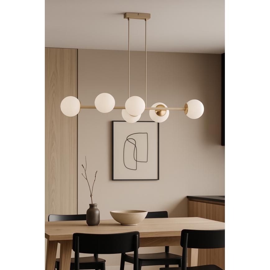Brilagi - Suspension sur câble 6xE27/60W/230V beige/doré