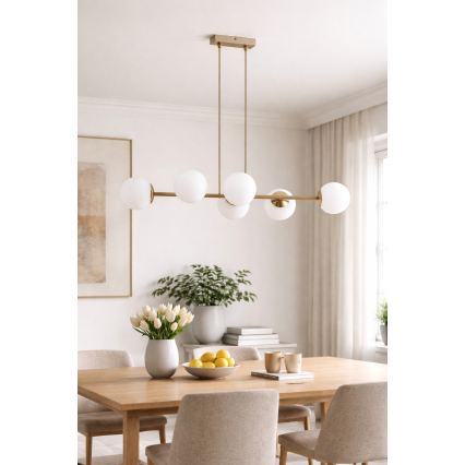 Brilagi - Suspension sur câble 6xE27/60W/230V beige/doré