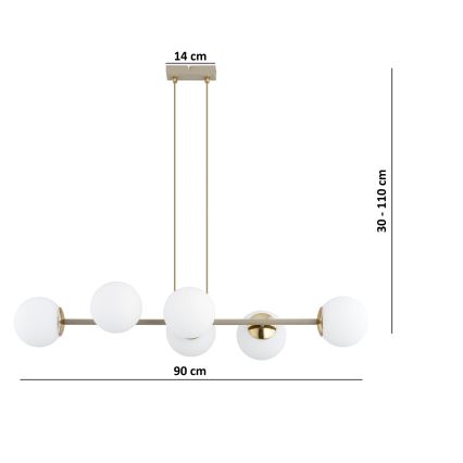 Brilagi - Suspension sur câble 6xE27/60W/230V beige/doré