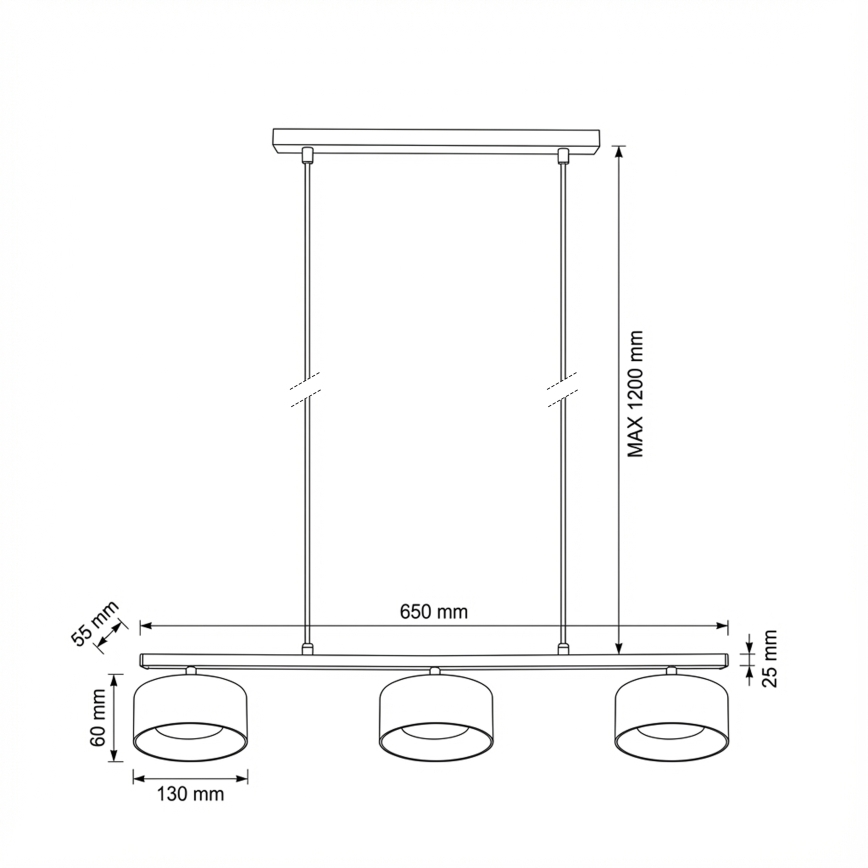 Brilagi - Suspension sur câble AURA LUX 3xGX53/30W/230V noir/fumé