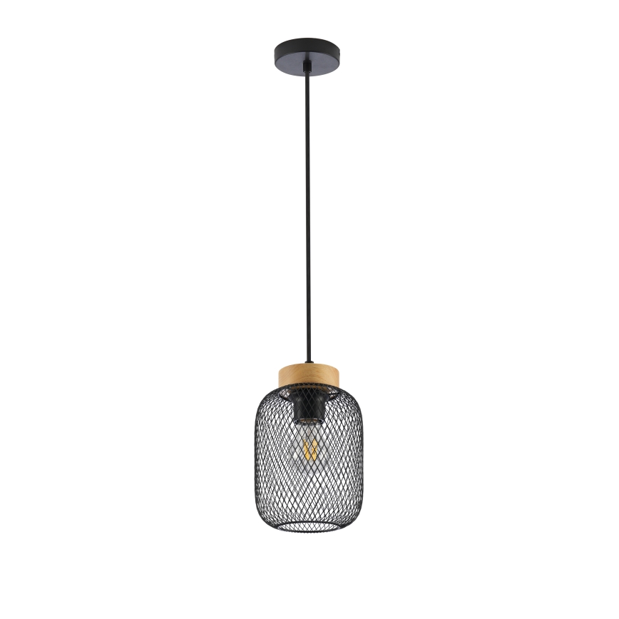 Brilagi - Suspension sur câble BASKLITE 1xE27/15W/230V bois d'hévéa/noir