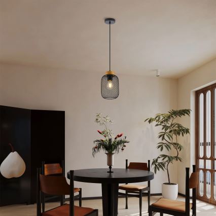 Brilagi - Suspension sur câble BASKLITE 1xE27/15W/230V bois/noir