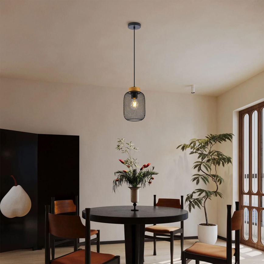 Brilagi - Suspension sur câble BASKLITE 1xE27/15W/230V bois/noir