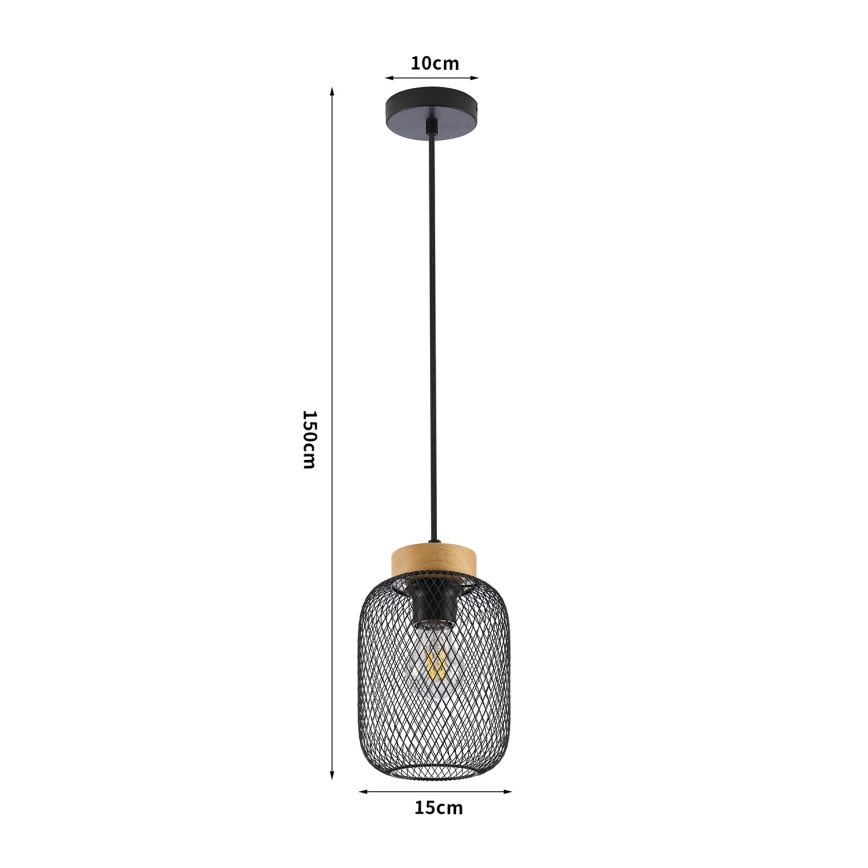 Brilagi - Suspension sur câble BASKLITE 1xE27/15W/230V bois/noir