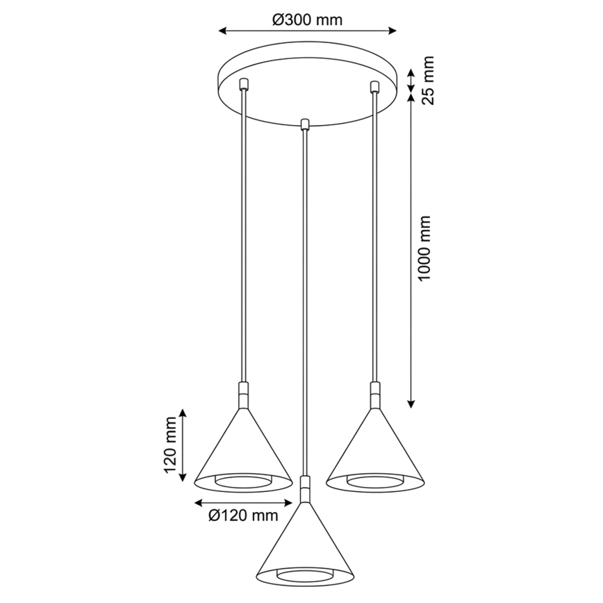 Brilagi - Suspension sur câble CONE TRIPLE ROUND 3xGX53/15W/230V blanche