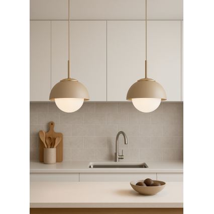 Brilagi - Suspension sur câble COSMO 1xE27/60W/230V, Ø 18 cm, beige/doré