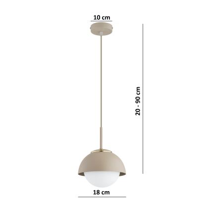 Brilagi - Suspension sur câble COSMO 1xE27/60W/230V, Ø 18 cm, beige/doré