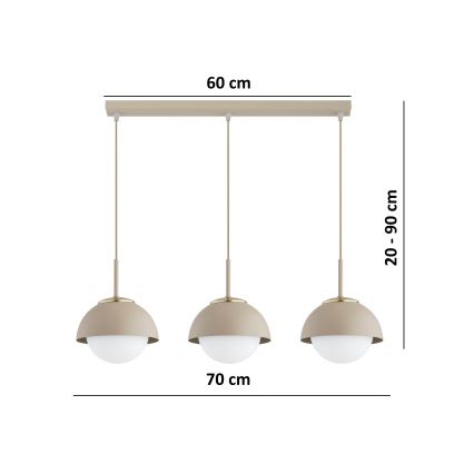 Brilagi - Suspension sur câble COSMO 3xE27/60W/230V beige/doré