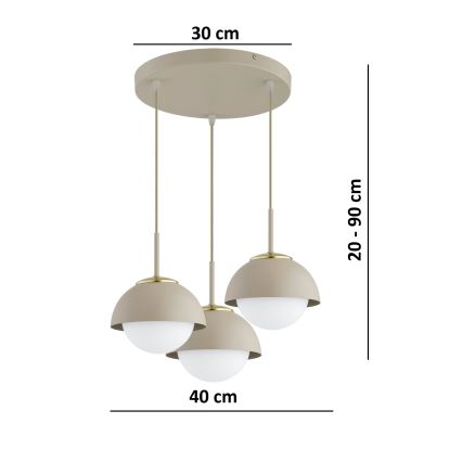 Brilagi - Suspension sur câble COSMO 3xE27/60W/230V beige/doré