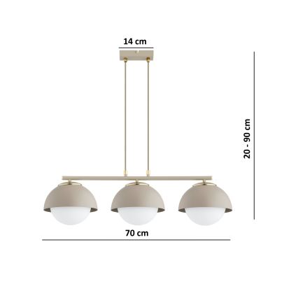 Brilagi - Suspension sur câble COSMO 3xE27/60W/230V beige/doré