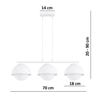 BRILAGI - Suspension sur câble COSMO 3xE27/60W/230V blanc/doré