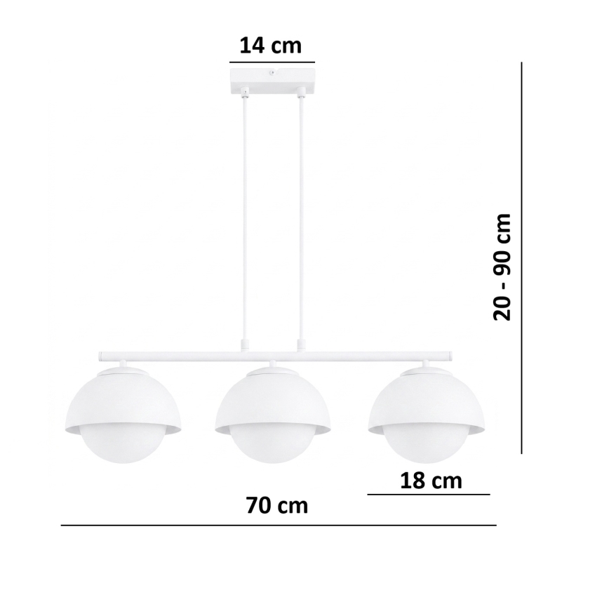 BRILAGI - Suspension sur câble COSMO 3xE27/60W/230V blanc/doré