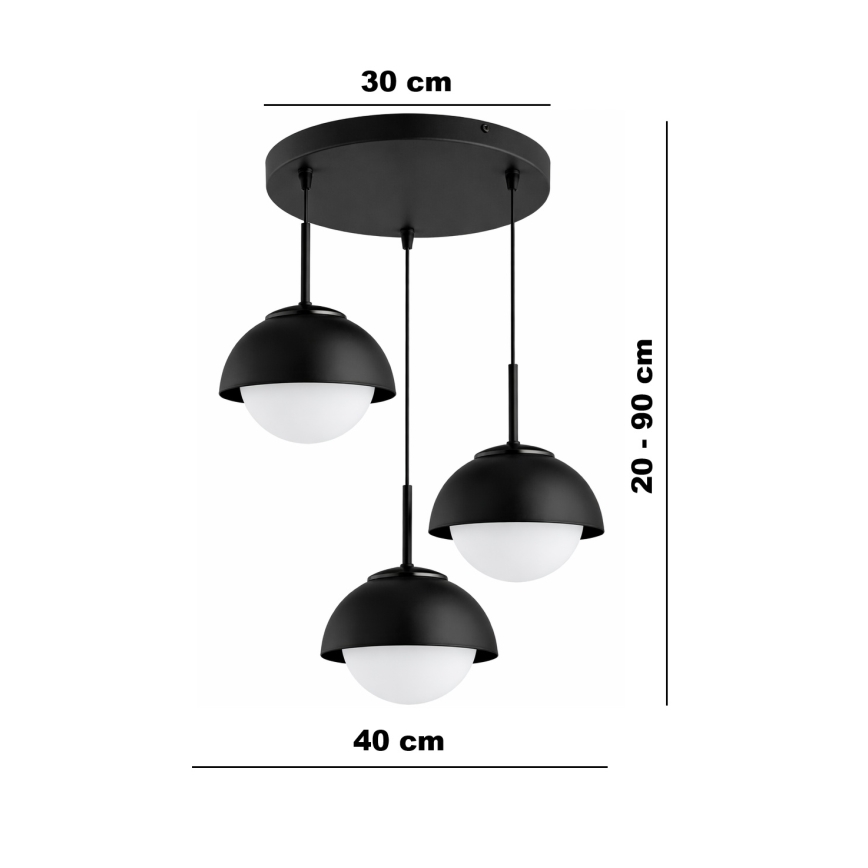 BRILAGI - Suspension sur câble COSMO 3xE27/60W/230V noire