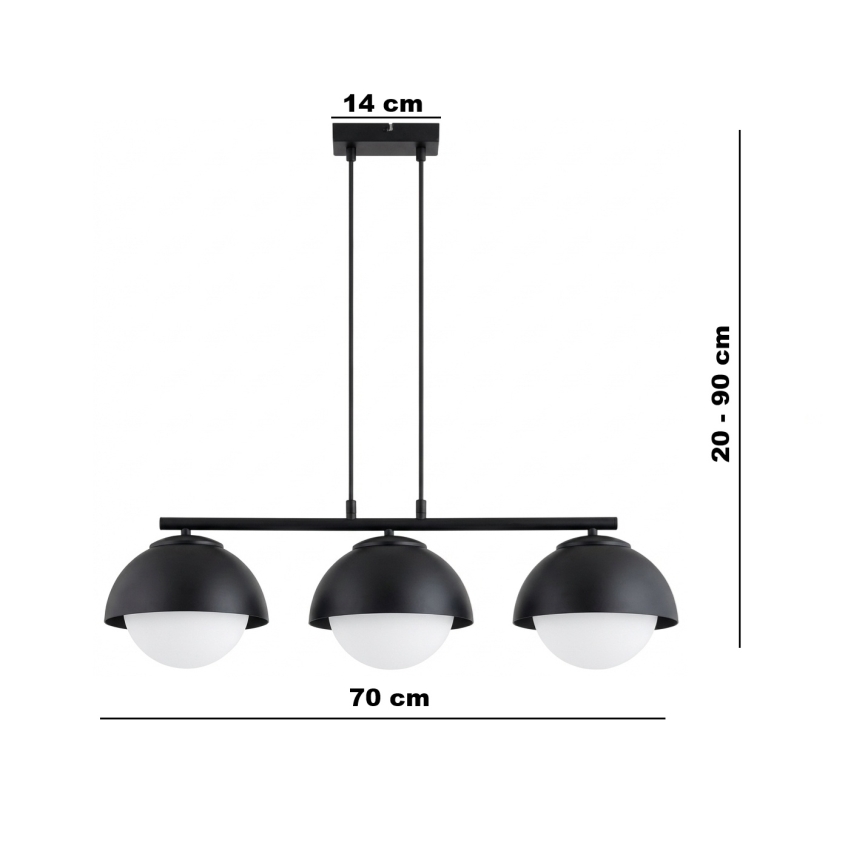 BRILAGI - Suspension sur câble COSMO 3xE27/60W/230V noire