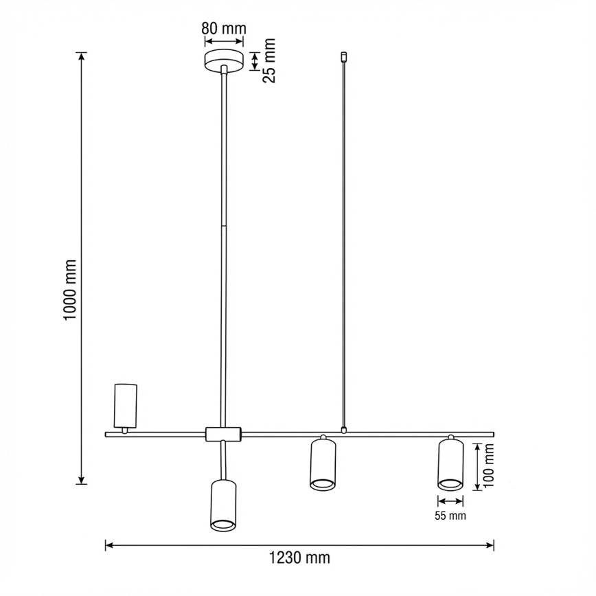 Brilagi - Suspension sur câble CRANE 4xGU10/30W/230V noire