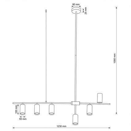Brilagi - Suspension sur câble CRANE 6xGU10/30W/230V noire
