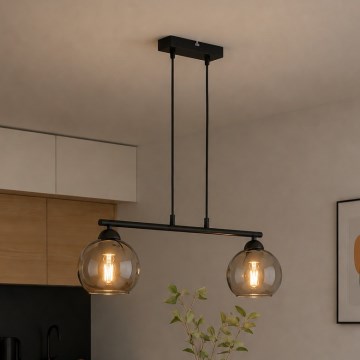Brilagi - Suspension sur câble DIOR 2xE27/60W/230V noir/gris fumé