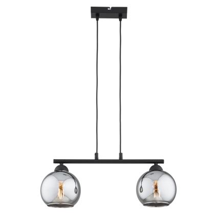 Brilagi - Suspension sur câble DIOR 2xE27/60W/230V noir/gris fumé