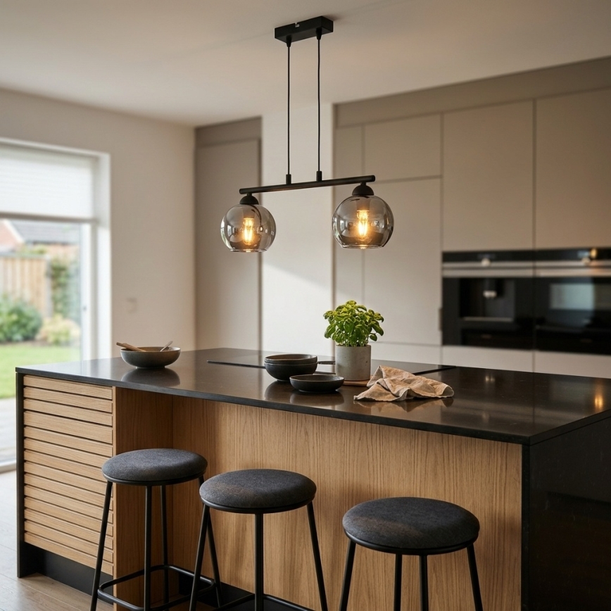 Brilagi - Suspension sur câble DIOR 2xE27/60W/230V noir/gris fumé