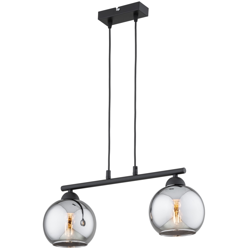 Brilagi - Suspension sur câble DIOR 2xE27/60W/230V noir/gris fumé