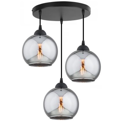Brilagi - Suspension sur câble DIOR 3xE27/60W/230V noir/gris fumé