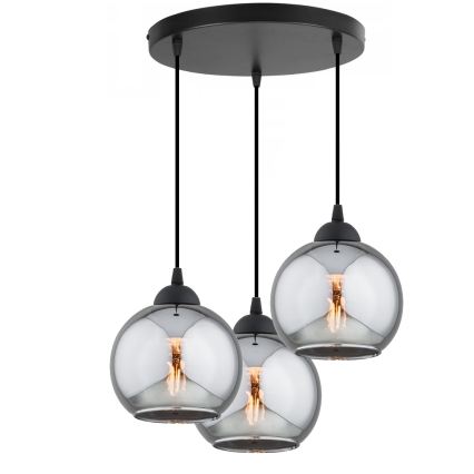 Brilagi - Suspension sur câble DIOR 3xE27/60W/230V noir/gris fumé