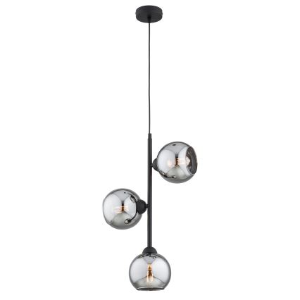 Brilagi - Suspension sur câble DIOR 3xE27/60W/230V noir/gris fumé