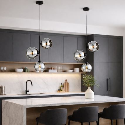 Brilagi - Suspension sur câble DIOR 3xE27/60W/230V noir/gris fumé