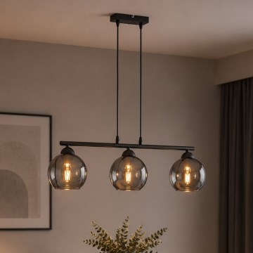 Brilagi - Suspension sur câble DIOR 3xE27/60W/230V noir/gris fumé