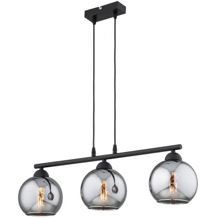Brilagi - Suspension sur câble DIOR 3xE27/60W/230V noir/gris fumé