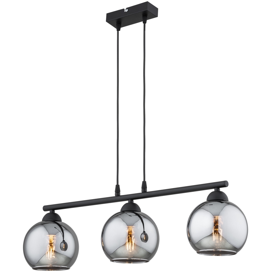 Brilagi - Suspension sur câble DIOR 3xE27/60W/230V noir/gris fumé