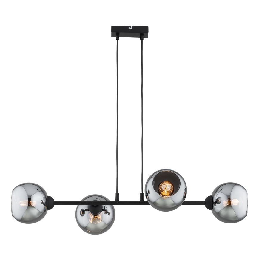 Brilagi - Suspension sur câble DIOR 4xE27/60W/230V noir/gris fumé