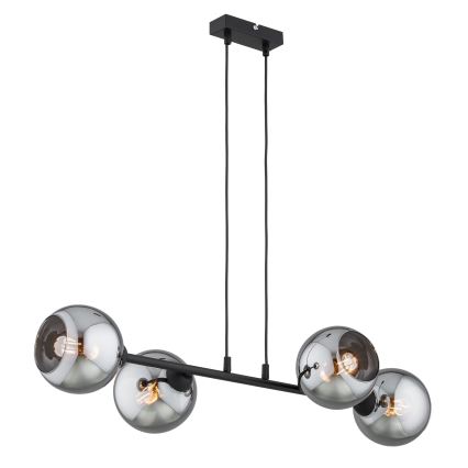 Brilagi - Suspension sur câble DIOR 4xE27/60W/230V noir/gris fumé