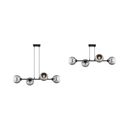 Brilagi - Suspension sur câble DIOR 4xE27/60W/230V noir/gris fumé