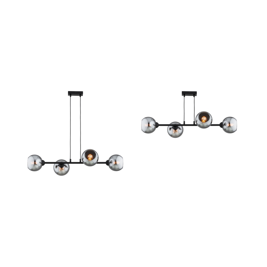 Brilagi - Suspension sur câble DIOR 4xE27/60W/230V noir/gris fumé