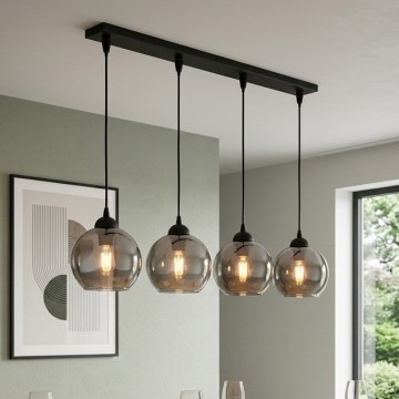Brilagi - Suspension sur câble DIOR 4xE27/60W/230V noir/gris fumé