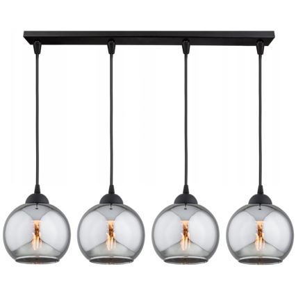 Brilagi - Suspension sur câble DIOR 4xE27/60W/230V noir/gris fumé