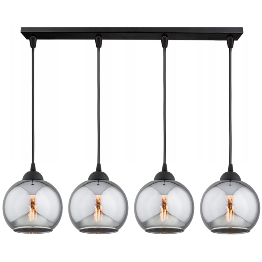 Brilagi - Suspension sur câble DIOR 4xE27/60W/230V noir/gris fumé