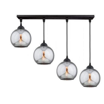 Brilagi - Suspension sur câble DIOR 4xE27/60W/230V noir/gris fumé